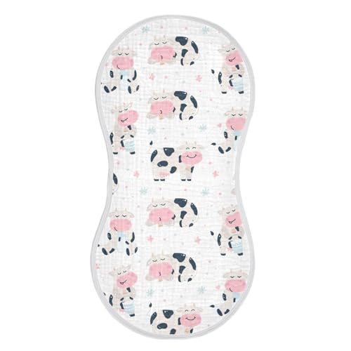 Image of GOODOLD Cute Cartoon Cows Muslin Baby Burp Cloths - Super Absorbent and Soft Burping Rags - Cotton Burp Clothes Set for Boys and Girls, 1 Pack