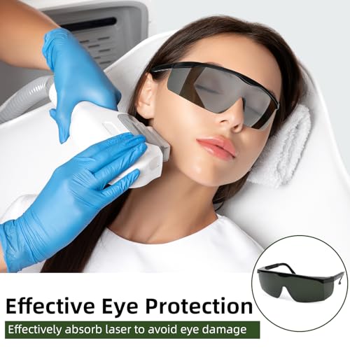 Sangcca - Gafas de protección y láser y luz pulsada, IPL 190-540nm, gafas de seguridad para depilación láser y luz pulsada, bisel de protección UV y trabajo - imagen 4