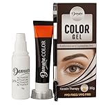 Demure Color Gel Eyelash and Eyebrow Tint, PPD Free, Ammonia Free, up to 30 Applications, up to 4 Weeks Lasting Effect, Lash and Brow Dye Kit with Keratin (3.0 Brown/Dark Brown)
