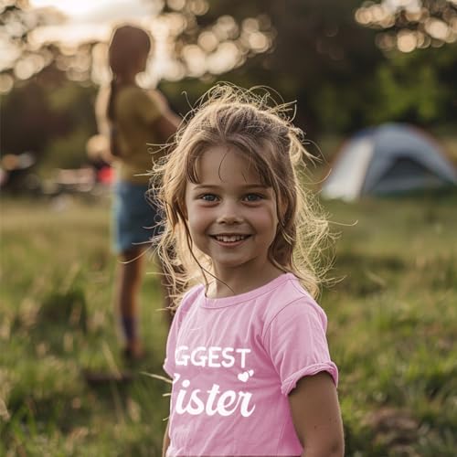 Biggest/Bigger/Big Sister Shirt for Toddler Girls Cotton Short Sleeve Tshirts Announcement Outfits 2-10 Years4
