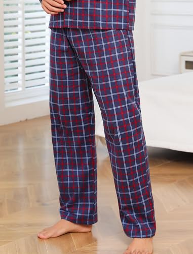 ENJOYNIGHT Mens Flannel Pajama Pants 100% Cotton Lounge Bottoms Plaid Pjs3