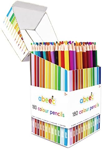 abeec 180 Colouring Pencils - Coloured Pencils Box Containing 180 Assorted Colours for Kids - Art Pencils for Colouring Books, School Colouring Pencils and Adult Colouring
