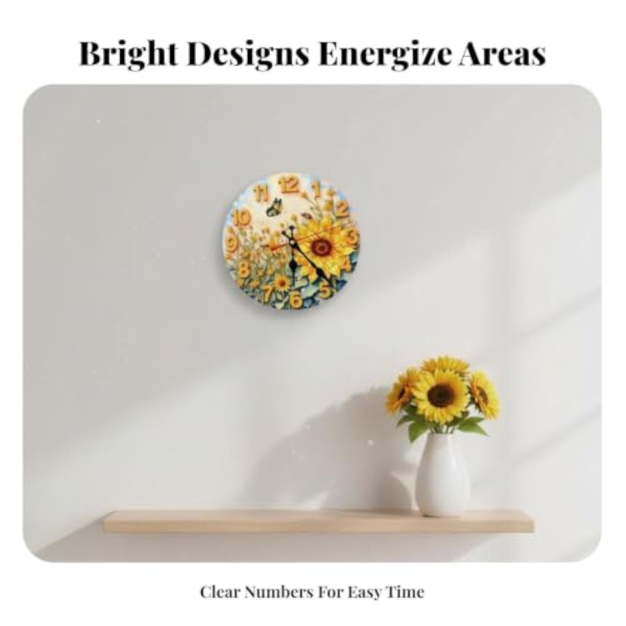 Frameless Non-Ticking Round Wall Clock, Silent Sweep