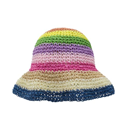 Chapeau cloche en paille arc-en-ciel pour vos journées à la plage