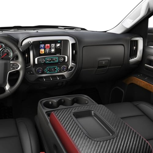 XYHGM Center Console Armrest Cover for Chevy Silverado & GMC Sierra 2014 2015 2016 2017 2018 Leather Arm Rest Box Lid Protector Accessories(ONLY for Split Bench Jump Seat,Carbon Fibre+Red) by XYHGM - Used condition - Image 6