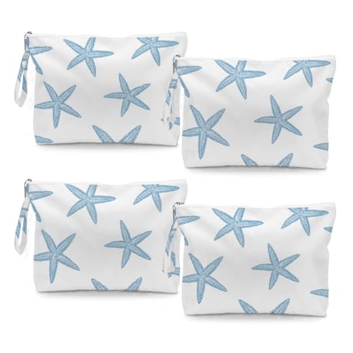 Fokongna 4PCS Favors Starfish Wet Bag Wet Dry Bag Beach Bags for Swimsuit Toiletry Bags Travel Essentials For Women, Beach Travel Gym for Swimsuit Dirty Diaper Gifts