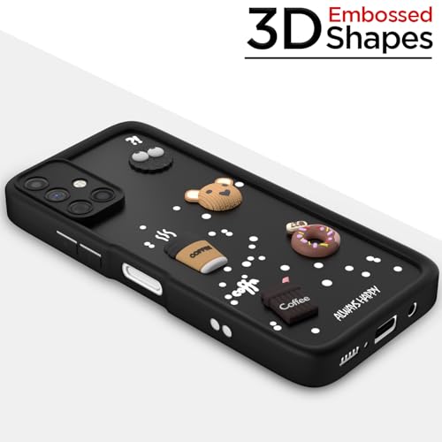 Image of Outlouders Back Cover for Samsung Galaxy M51 | 3D Cartoon Cute Fun Bear | Silicone Full Body Protection Bumper Case (Black)