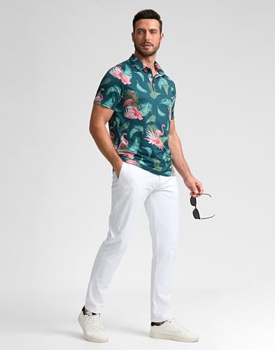 Image of Obla Mens Golf Polo Shirts Short Sleeve Dry Fit Performance Moisture Wicking Casual Print Collared Golf Shirts for Men