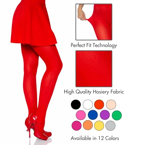 Leg Avenue Women's Nylon Tights, Red, One Size3