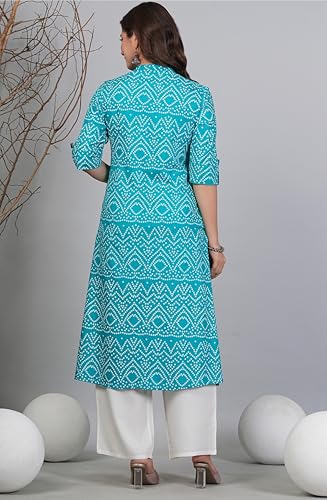 Image of rytras Women Woman Pure Cotton Printed A-Line Kurta Sets with Palazzos|Kurti Set for Woman|Cord Set for Women Cotton
