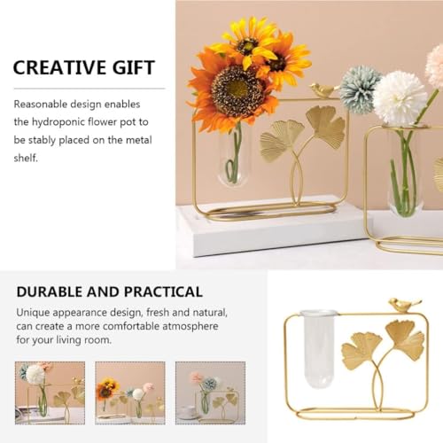 Image of CraftVatika Flower Vase Decorative Items for Home, Gift Items for Home Decor,Propagation Station Test Tube Flower Vase with Metal Frame Test Tube Glass Item Bedroom Office Living Room Decoration