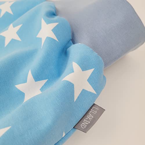 Lilakind Slaapzak trappelzak inbakerdoek lente/zomer sterren jeansblauw wit - Afbeelding 4