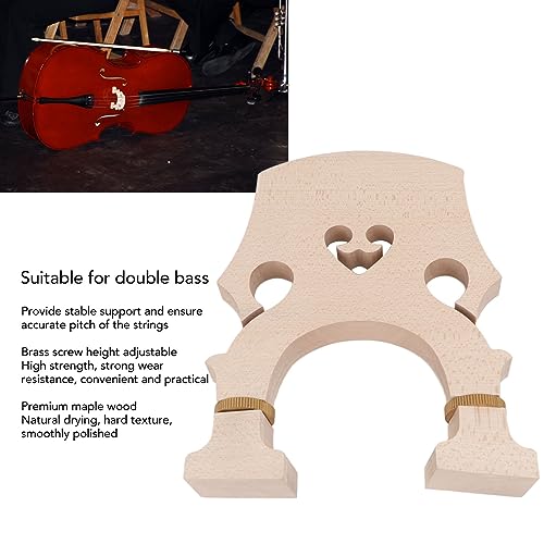 Kontrabassbrücke, Verstellbare Messingschraube, Ahornholz, Verbessert die Leistung (3/4)