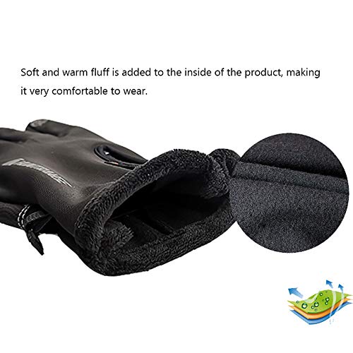 KKmoon Luva à prova d'água com todos os dedos Tela sensível ao toque Nylon Zíper Fluff quente à pro