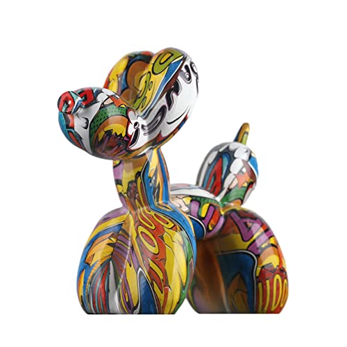 Creative Graffiti Balloon Dog Sculpture, Modern Art Resin Animal Balloon Dog Statue, Modern Decor Balloon Dog Figurines, Suitable For Desktop Living Room Office Study Shelf Decor (Graffiti Style) #TOP7
