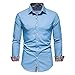 Camicie da uomo a maniche lunghe Solido Moda Slim Fit Casual Business Formale Button Up Camicie, Azzurro 2, L