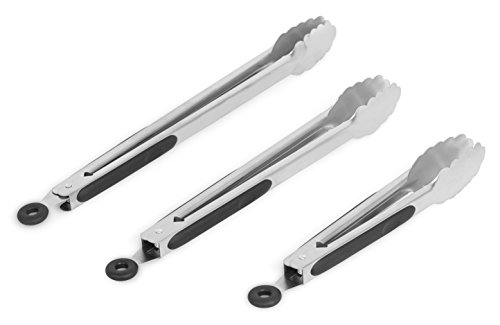 Internet’s Best 3 Piece Stainless Steel Tongs Set - 14, 12, 9 Inch - Barbeque Grilling Cooking Turner - Locking Kitchen Tongs #TOP23