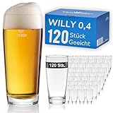 Van Well Willibecher 0,4l 120 Stk - Premium Biergläser 0,4 Liter - Robustes Bierglas, Spülmaschinengeeignet, Geeicht - Pint Gläser in Gastronomiequalität - Trinkglas 400 ml für Gastronmie und Zuhause