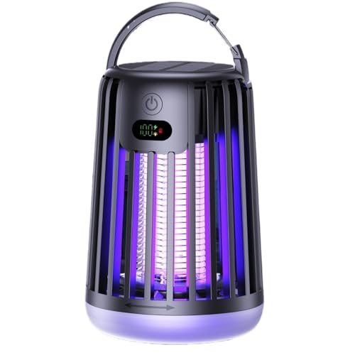 zap Zone Defender Original -All-Protection Mosquito Lantern Shockproof, Waterproof & 2-in-1 Design, Rechargeable Indoor/Outdoor Light for Safe Use in Home, Garden and Camping (J13-Black)