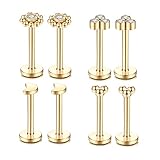 Gnoliew 18G 316L Stainless Steel Labret Monroe Lip Ring Studs Cartilage Helix Tragus Conch Daith Nos