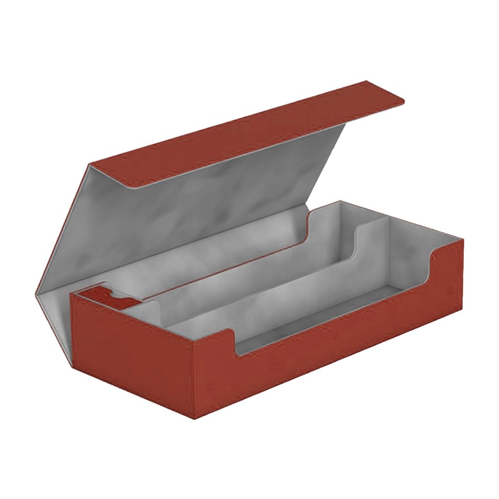 Leder Sammelkarten Deck Box Stabile Aufbewahrungsbox Tragetasche Sammlerstück Game Card Protektoren Dreidimensionaler Behälter Rot
