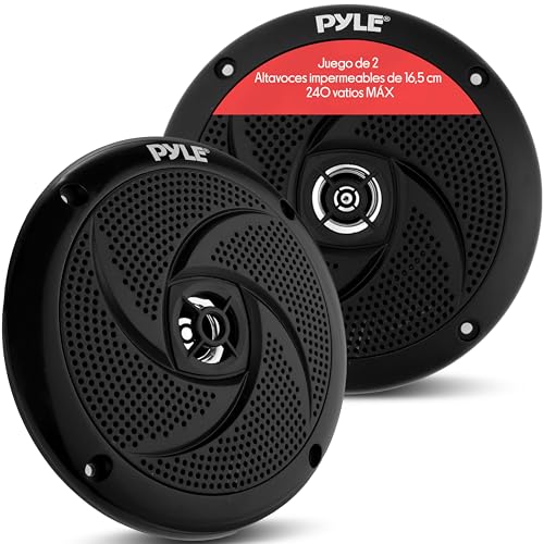 Pyle Altavoces Marinos de 6.5”, Estereo, Exterior, Resistentes al Agua e Intemperie, 240V, Un par