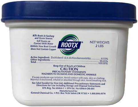 RootX - 2 LB. JAR (No Funnel/Applicator) Foaming Root Control for Sewer Lines and Septic Systems