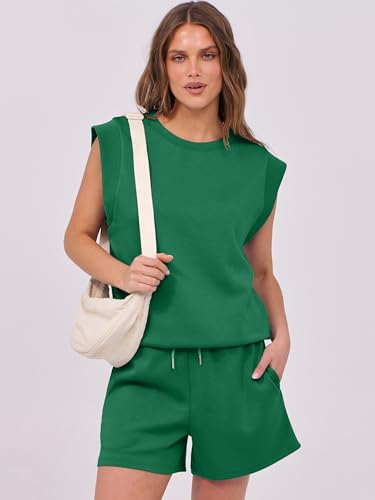 Image of ANRABESS Two Piece Sets for Women 2026 Summer Short Lounge Set Casual Beach Vacation Outfits Spring Sweatsuits Tracksuit