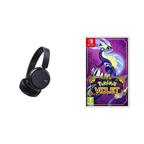 JVC Casque sans Fil Supra-aural, 3 Modes sonores, 35H d'autonomie, Léger, Structure pivotante et Pliable à Plat, Connexion Multipoint, Bluetooth, HA-Z37W-A & Nintendo Pokémon Violet