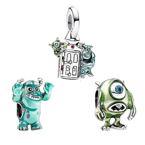 MGIUL Big Eyes Green Monster Behind Door Girl Charm Pendant Para Pulseras Collares Plata de ley 925 Colgantes Abalorios Joyas Regalo Para Mujer