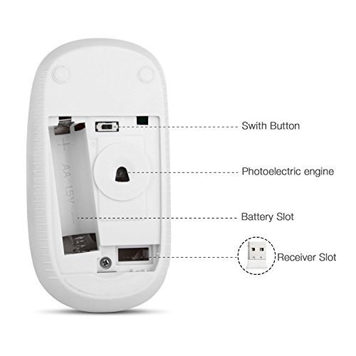 Image of VssoPlor Wireless Mouse, 2.4G Slim Portable Computer Laptop Mouse with Nano Receiver Quiet Silent Optical Mice for Notebook, PC, Laptop, Computer-White and Gold