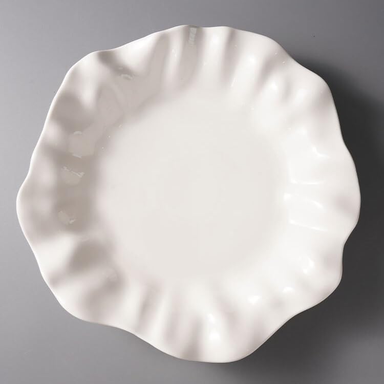 Ensembles D'assiettes de Cuisine Vaisselle en céramique française Assiette ronde Assiette creuse créative blanche de forme spéciale Assiette à légumes Assiette à steak Assiette à salade et à fruits En