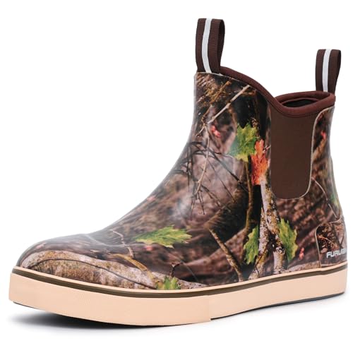 Furuian Men's Deck Boots Fishing Boots Waterproof Rain Boots Ankle Booties Slip On Neoprene Rubber Footwear Chelsea Boots Men botas para hombre for Gardening Fishing Boating Camping Sailing