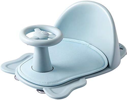 Agatige Suction Baby Bath Seat, Triangular Stable Structure Shower Chair Bath Stools with Non-Slip Soft Mat for Infant Toddler Sit-up Bathing(Blue)