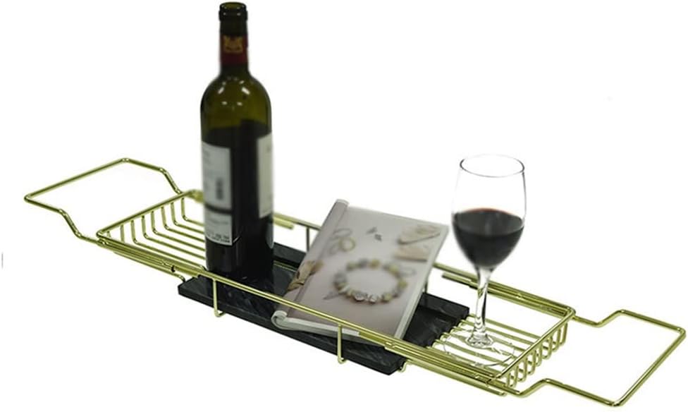 Retractable Bathtub Tray Bracket Shelf Support Rack Shower Table Storage Removable(Black)