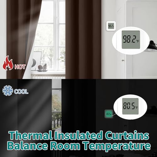 BGment Brown Short Blackout Curtains for Bedroom 45 Inch Length, Full Room Darkening Thermal Insulated Soundproof Grommet Bedroom Curtains Drapes, Each Fall Window Curtains 42 Inch Wide, 2 Panels by BGment - Image 4