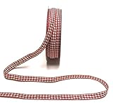 Webband ohne Drahteinlagen Konrad Arnold KAROBAND 50m x 10mm weinrot - beige Vichy VICHYKARO kariert ohne Draht