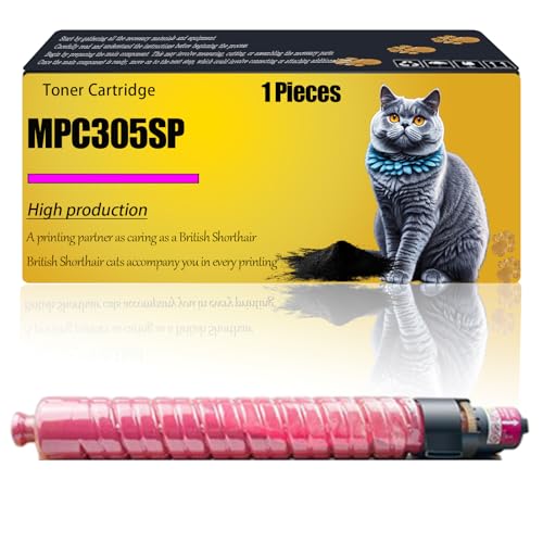 WZLAD MPC305SP Compatible for Ricoh Toner Cartridge 841618 841595 841596 841597 Aficio MPC305SP Aficio MPC305SPF Printers, High Yield Alternatives Reliable Printing (Magenta)