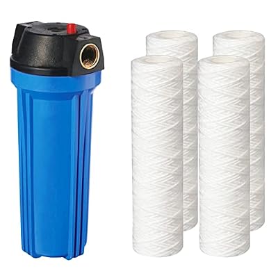 Geekpure 10-Inch Whole House Water Filter System with Blue Housing and Wound PP Sediment- 3/4"NPT Brass Port