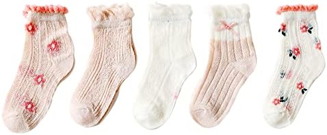 FQIAO Girl Sock 5 Pack M Size Mesh Breathable Summer Girl Infant Boy Colorful Newborn Walking