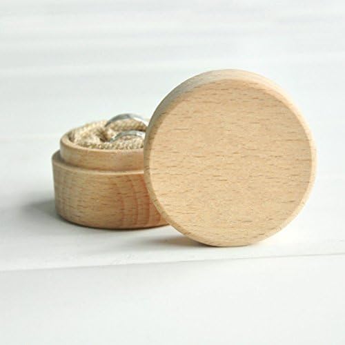 BESTOYARD Round Wooden Ring Box, Mini Storage Box, Rustic Jewellery Container Case for Weddings
