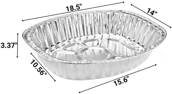 Disposable & Durable Extra Large Oval Turkey Roaster Aluminum Pan For Thanksgiving - 100% Recyclable : Perfect for, Baking & Roasting : 200 Pans