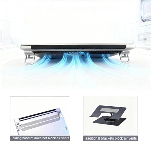 Image of 2PCS Laptop Stand, Portable Laptop Cooling Pad, Foldable Metal Keyboard Stand, Mini Keyboard Pillar (Black,Two Gears)