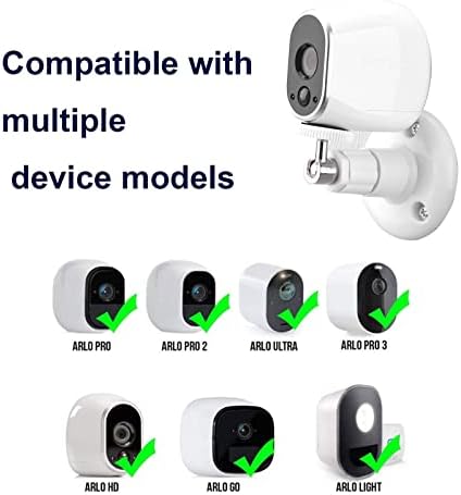 C100AE 3 Pack 1/4'' Stick Up Camera Wall Mount Bracket for Ring,White 360° Adjustable Security Camera Bracket, Outdoor Camera Mount, Camera Wall Mount Bracket for Arlo Pro