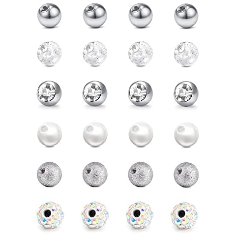 AceFun Piercing Balls for 14G Piercing Jewelry 5mm Replacement Balls Externally Threaded for Belly Bar Tongue Nipple Piercing Industrial Piercing Jewelry Cover