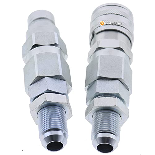 Image of FridayParts #10 JIC Thread 1 /2 inch Flat Face Hydraulic Quick Connect Coupler Set Compatible for Bobcat New Holland Case GEHL