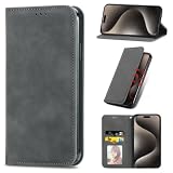 UPLAI Leder Hülle für TCL NxtPaper 70 Pro 5G, Stoßfest Prämie PU Hautgefühl Magnetisch Handyhülle mit Ständer Kartenfächer, Folio Brieftasche Schutzhülle Hülle. Grau