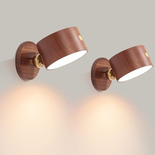 Luces LED de lectura montadas en la pared, aplique de pared inalámbrico con puerto de carga USB, batería recargable con rotación de 360, bola