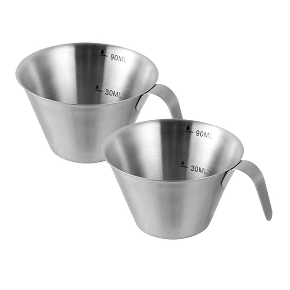 CTRLZS 2 Pack Espresso Shot Cups Stainless Steel Pouring Cup with Handle for Coffee Espresso