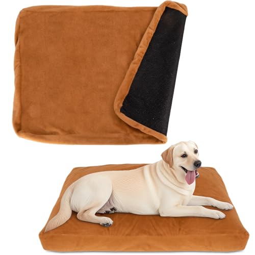 Image of Faux Fur Dog Bed Covers - Ultra Soft Rose Velvet, Removable & Washable, Cozy & Durable,Large Pet Bed Cover Only (No Filling) - Gray, (Fleece Coffee Brown, 36 inch L x 24 inch W x 4 inch Th)